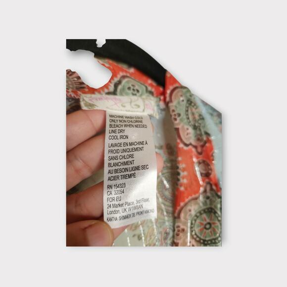 Free People Womens Kantha Shimmer Tie Front Sheer Boho Kimono O/S Festival - Picture 6 of 9